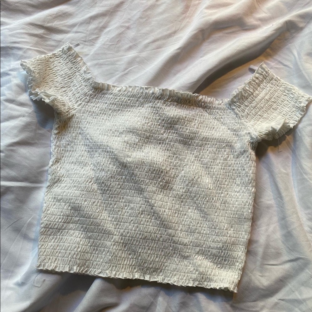 Garage White Ruched Crop Top